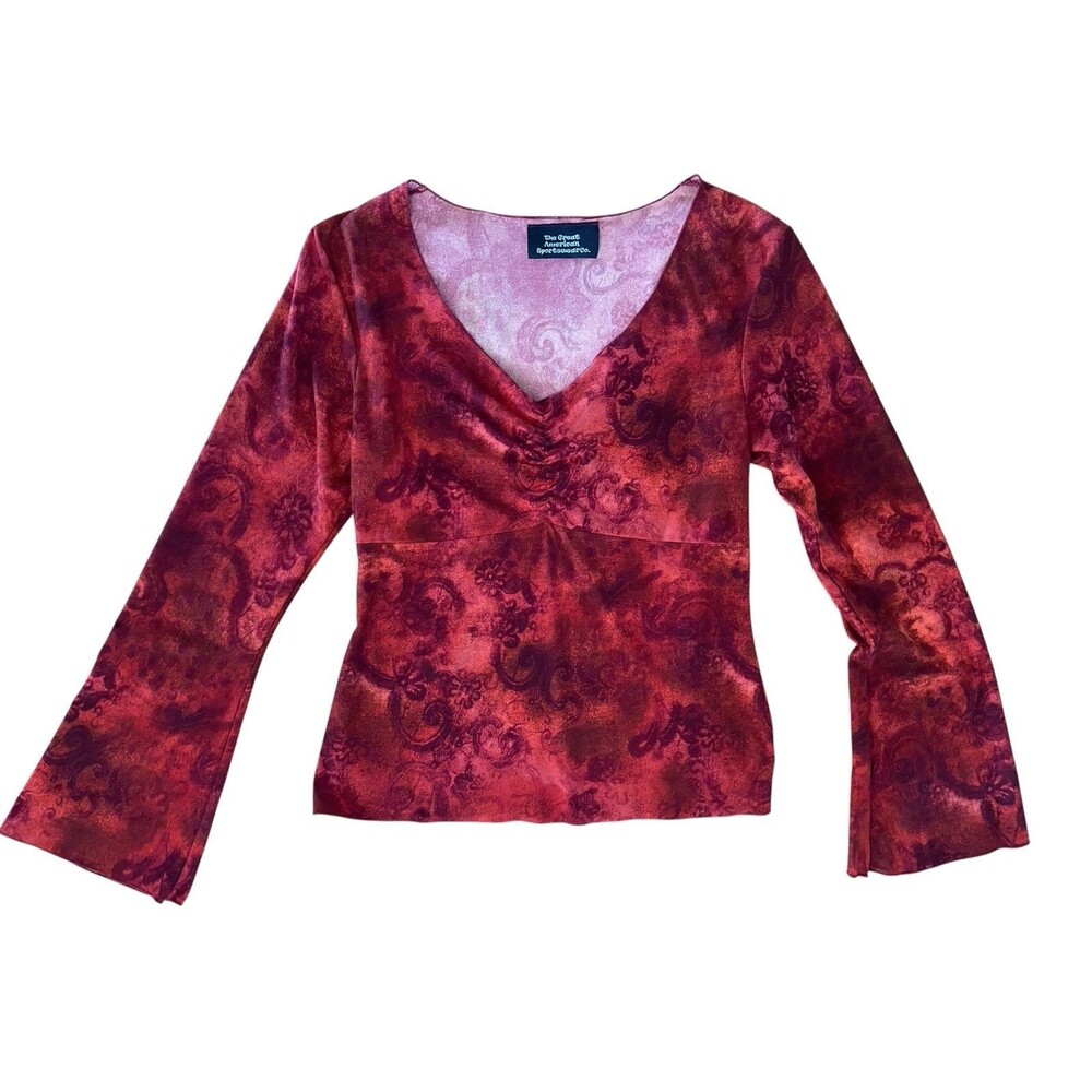 Vintage Y2K Babydoll Top Size S Red Bell Sleeves Witchy Whimsygoth Dark Fairy‎ - Picture 6 of 9